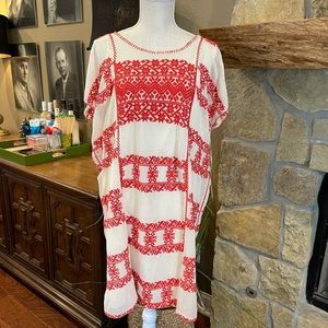 NWT Uncle Frank Mexican style embroidered red dress - X Large